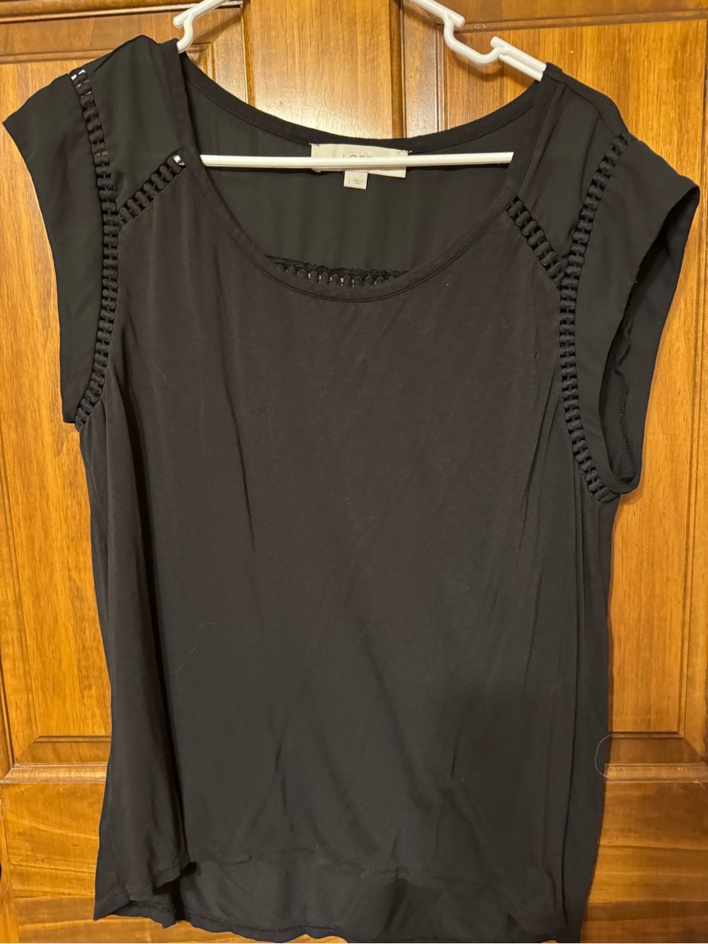 Loft Women’s Black Short Sleeve Top - Casual Scoop Neck